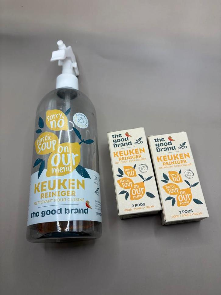 The Good Brand keukenreiniger met navulbare sprayflacon, Huis en Inrichting, Schoonmaakartikelen, Schoonmaakmiddel, Ophalen of Verzenden