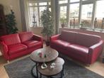 Rood leren bankstel 2,5 en 2-zits, Ophalen, Gebruikt, Leer