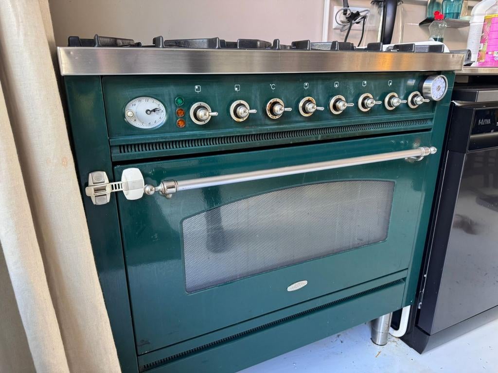 Fornuis groen Boretti met 5 pitten, Witgoed en Apparatuur, Fornuizen, Ophalen of Verzenden, Gebruikt, Vrijstaand, Gas