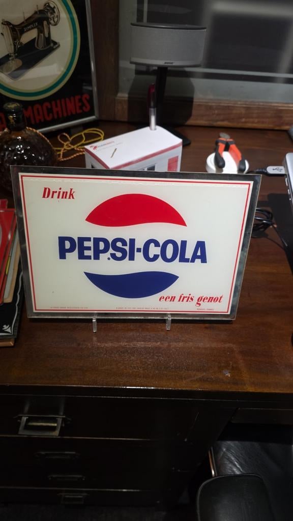 Vintage glazen reclameborden: Fanta, Sprite, Pepsi-Cola, Ophalen of Verzenden, Gebruikt, Reclamebord
