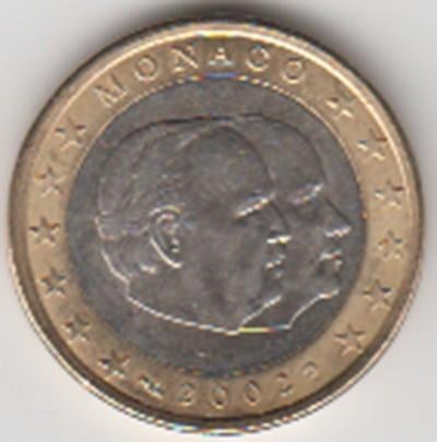 Monaco 1 euro Rainier III 2002 UNC in munthouder, Ophalen of Verzenden, Monaco, 1 euro, Losse munt