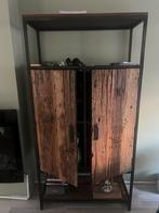 Industriële buffetkast zwart metaal met hout, Huis en Inrichting, Kasten | Buffetkasten, Gebruikt, Metaal, 150 tot 200 cm, 25 tot 50 cm