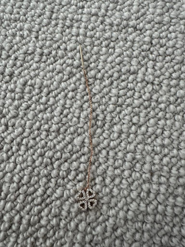 Gassan Gigi Lucky Love Dangling Clover Oorbel Roségoud, Ophalen, Hangers, Nieuw, Roze