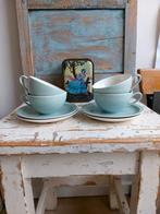 Vier pastel kop en schotels van Petrus Regout Maastricht, Ophalen of Verzenden