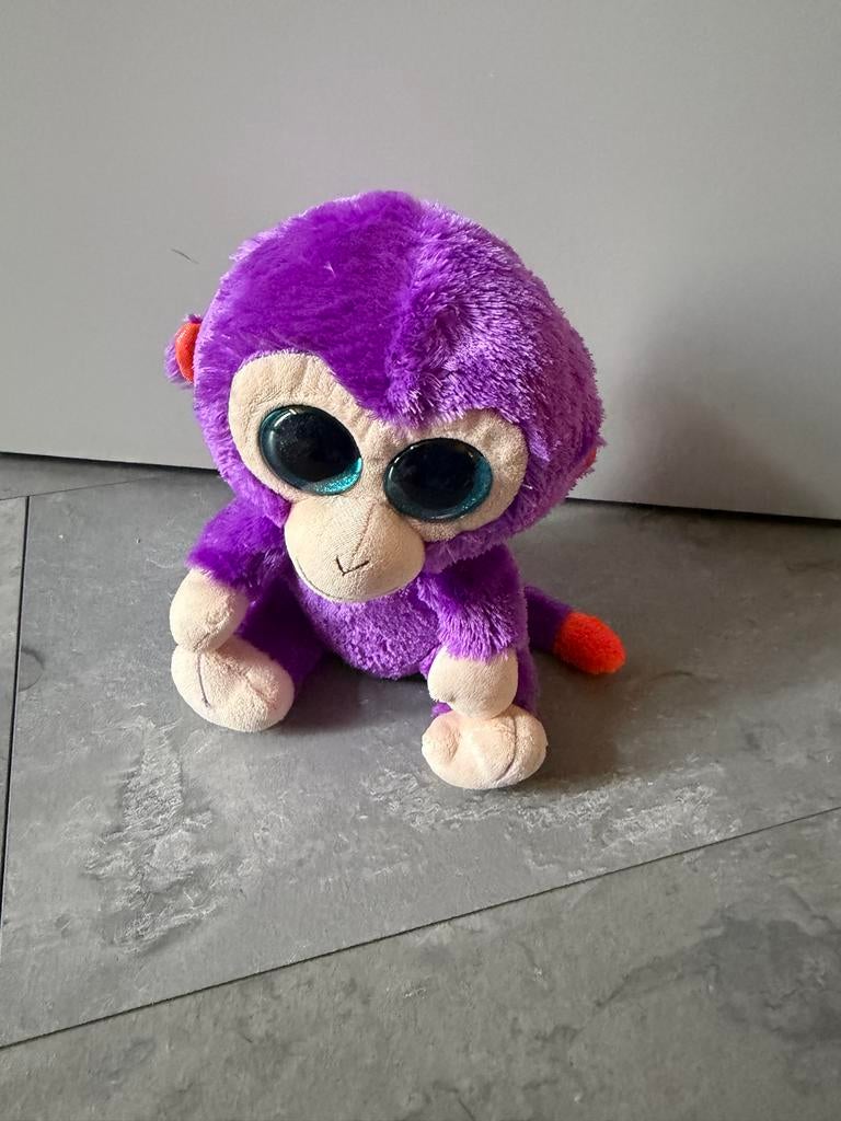 Ty Beanie Boo aap paars 25cm, Paars, Gebruikt, Ophalen of Verzenden, Met label
