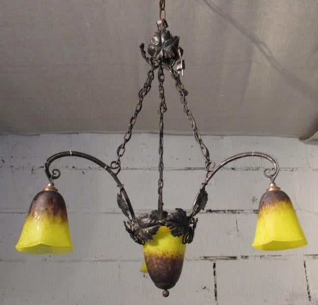 art deco pate de verre luster Schneider kleine coup, Antiek en Kunst, Antiek | Lampen, Verzenden