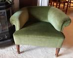 Fauteuil met groene velours bekleding, breistoel, Antiek en Kunst, Ophalen