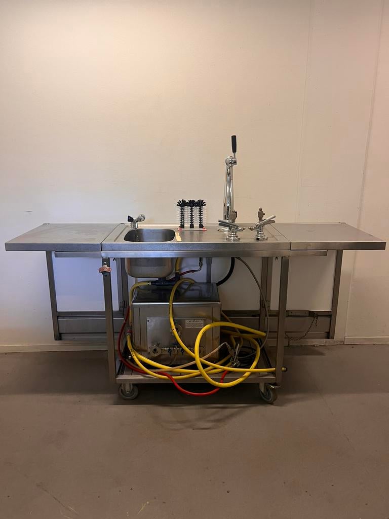 Mobiele RVS Spoelbak met Glazenwasser en Kraan, Ophalen of Verzenden, Gebruikt, Wassen en Drogen