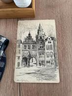 ets tekening Albert Goethals Nijmegen 1930, Antiek en Kunst, Kunst | Etsen en Gravures, Ets, 1900 - 1949, 27 cm, Architectuur