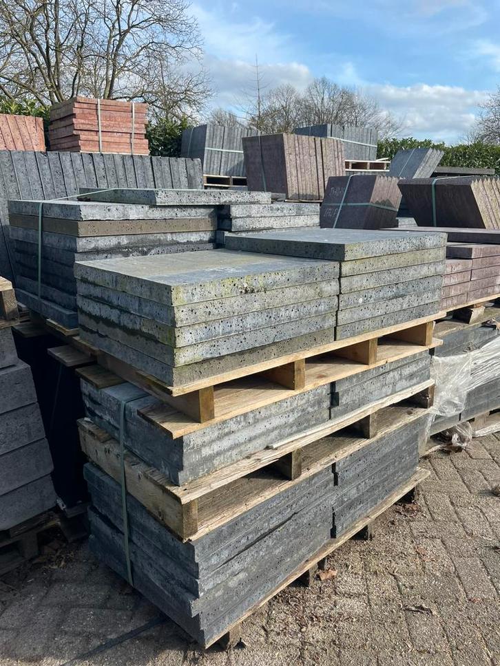 46 stuks Oud Hollandse tegels 60x60x5cm Antraciet RESTPARTIJ, Tuin en Terras, Tegels en Klinkers, Nieuw, Terrastegels, Beton, Ophalen