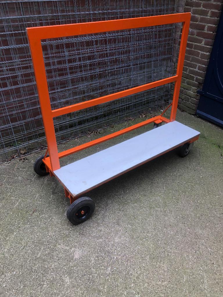 Platenwagen, Doe-het-zelf en Verbouw, Transportwagens, 100 liter of meer, Ophalen, Zo goed als nieuw, Transportkar