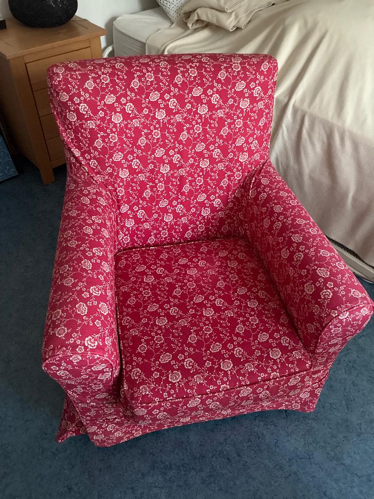 Rode gebloemde fauteuil van Ikea, Ophalen, Gebruikt, Stof, 50 tot 75 cm