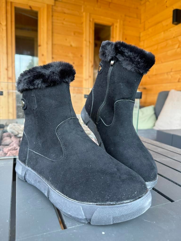 Zwarte Lage Laarzen volledig gevoerd met Bont - Maat 39, Zwart, Lage of Enkellaarzen, Nieuw, Ophalen of Verzenden