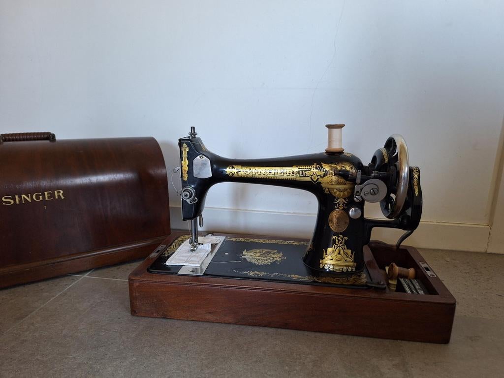 Antieke Singer Naaimachine met Houten Kap - Model Y1089320, Ophalen of Verzenden