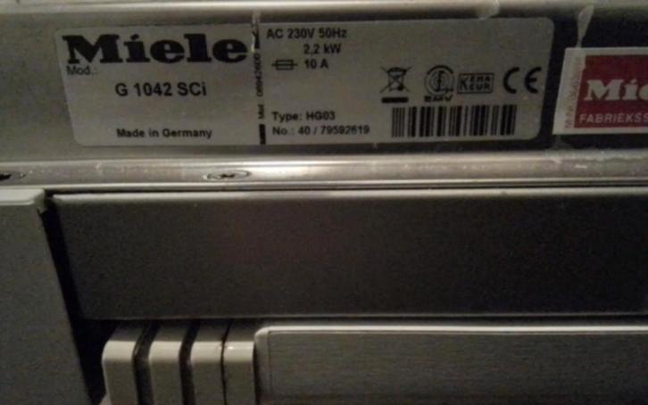 Miele inbouw vaatwasser, Witgoed en Apparatuur, Vaatwasmachines, Gebruikt, Inbouw, Minder dan 85 cm, Ophalen