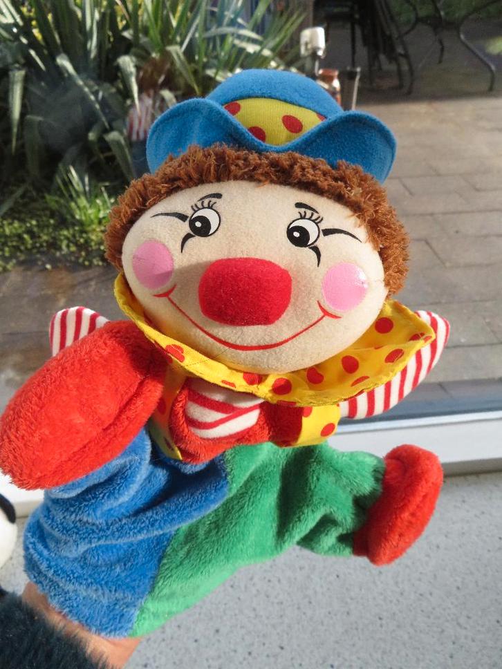 Handpop vrolijke  Clown clowntje pipo merk Nounours, Kinderen en Baby's, Speelgoed | Knuffels en Pluche, Zo goed als nieuw, Overige typen