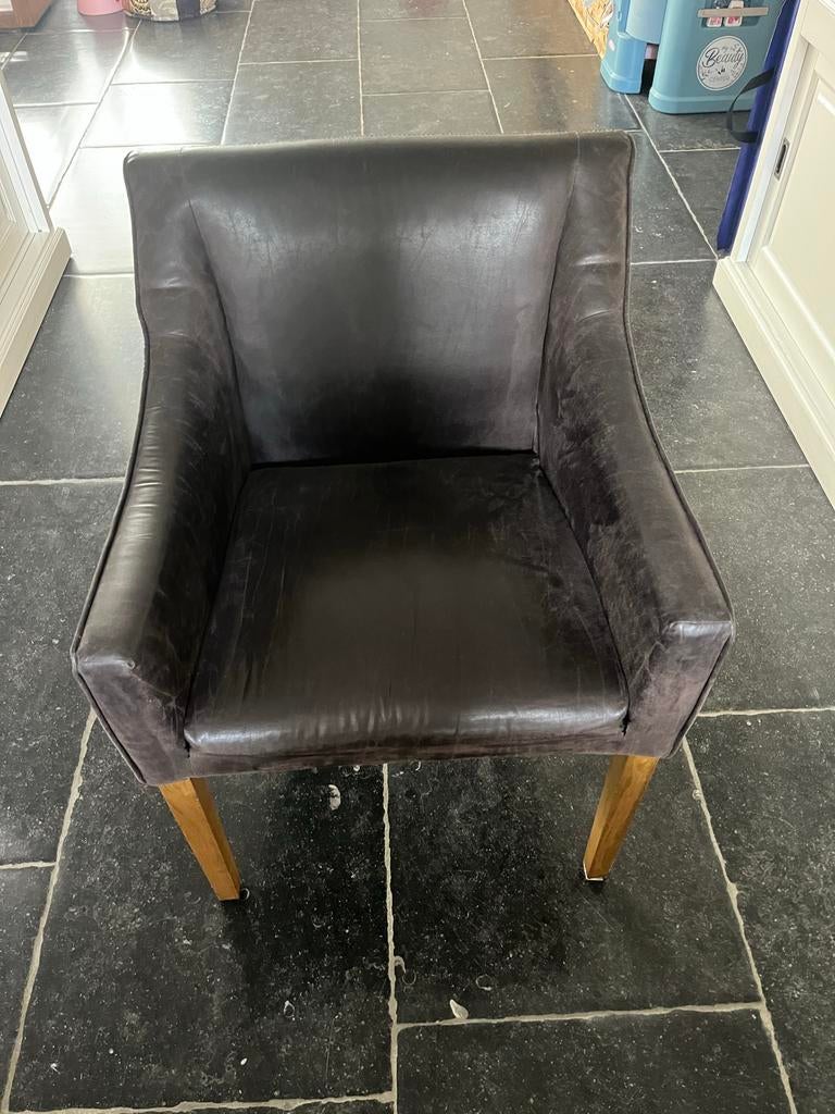 Riviera Maison Saville Row Arm Eetkamerstoel, Huis en Inrichting, Ophalen, Gebruikt, Bruin, Leer