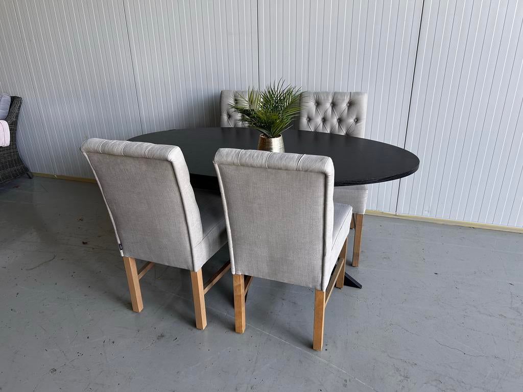 Super mooie Landelijk eetkamerset met 4 stoelen - Nieuwstaat, Huis en Inrichting, Tafels | Eettafels, ., ., Teakhout, Ophalen of Verzenden