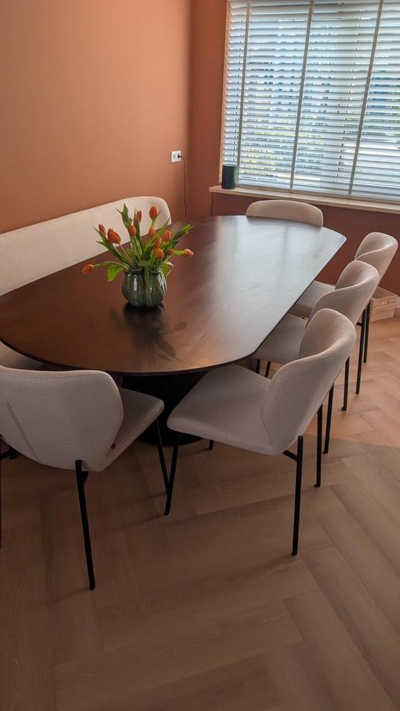 Donkerbruine eettafel 240x100 cm (alleen tafel), Huis en Inrichting, Ophalen, Ovaal, 200 cm of meer, 100 tot 150 cm