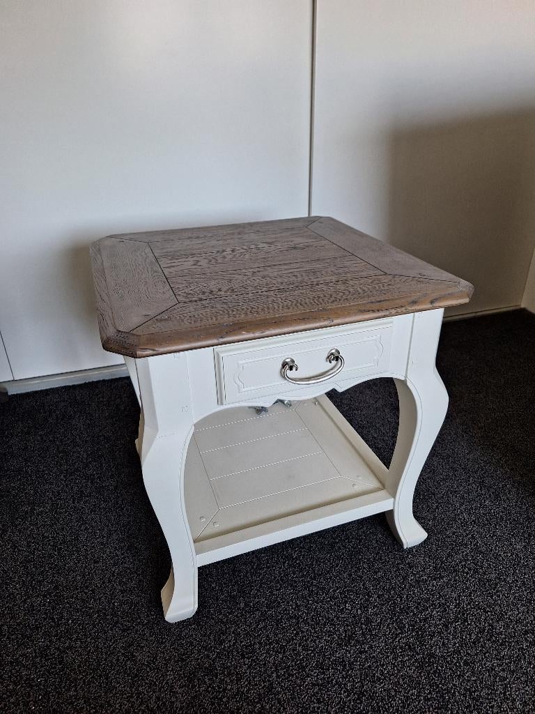 landelijke bijzettafel 60 x 60 cm met lade Den Bongerd, Ophalen, Vierkant, 55 tot 75 cm, 60 cm of meer