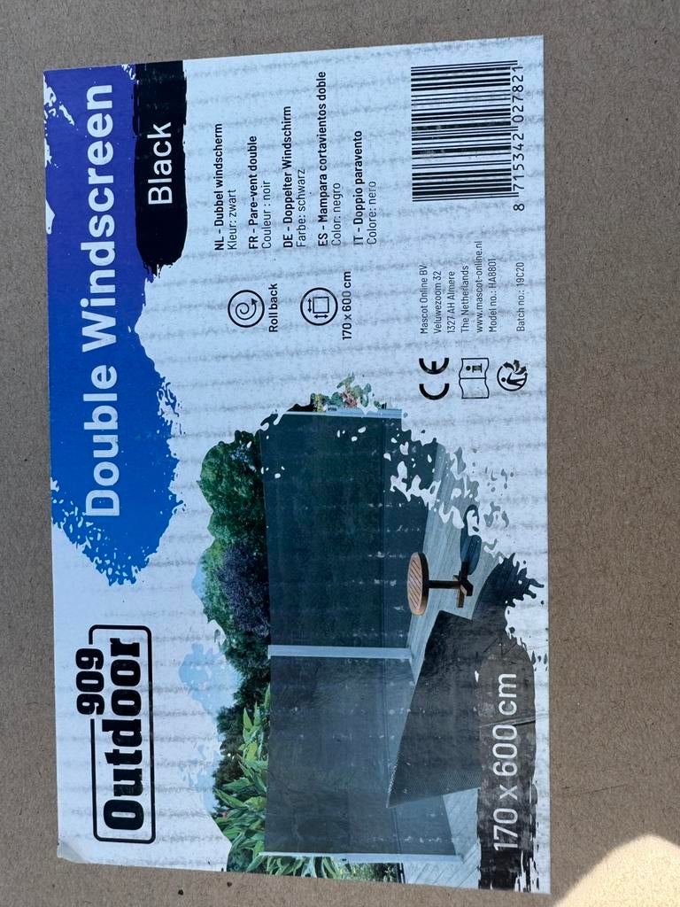 909 dubbel windscherm oprolbaar 170 x 600 nieuw, Tuin en Terras, Ophalen, 200 cm of meer, 150 tot 200 cm, Nieuw