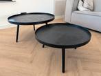 WOOOD Zwarte Salontafels - Set van 2, Gebruikt, Rond, Metaal, Minder dan 50 cm