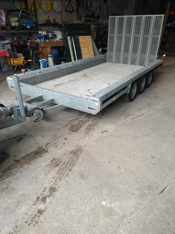 Hulco tridem machine transporter 3500 kg, Auto diversen, Aanhangers en Bagagewagens, Zo goed als nieuw, Ophalen of Verzenden