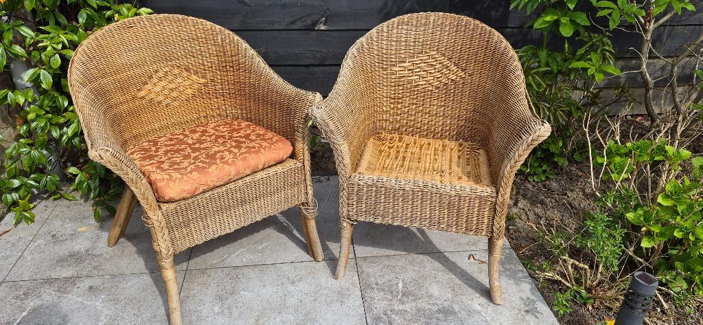 Twee tuinstoelen  van riet, Tuin en Terras, Tuinstoelen, Ophalen, Gebruikt, Rotan