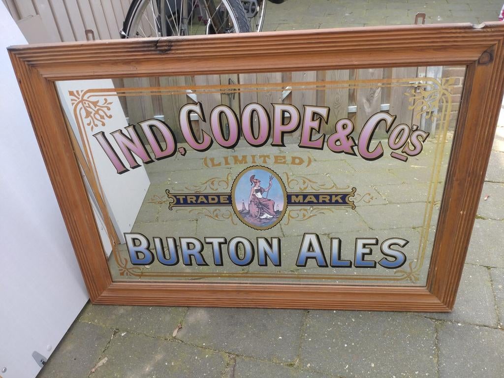 Vintage Ind Coope & Co Burton Ales Pubspiegel, Ophalen, Rechthoekig, Minder dan 50 cm, Minder dan 100 cm