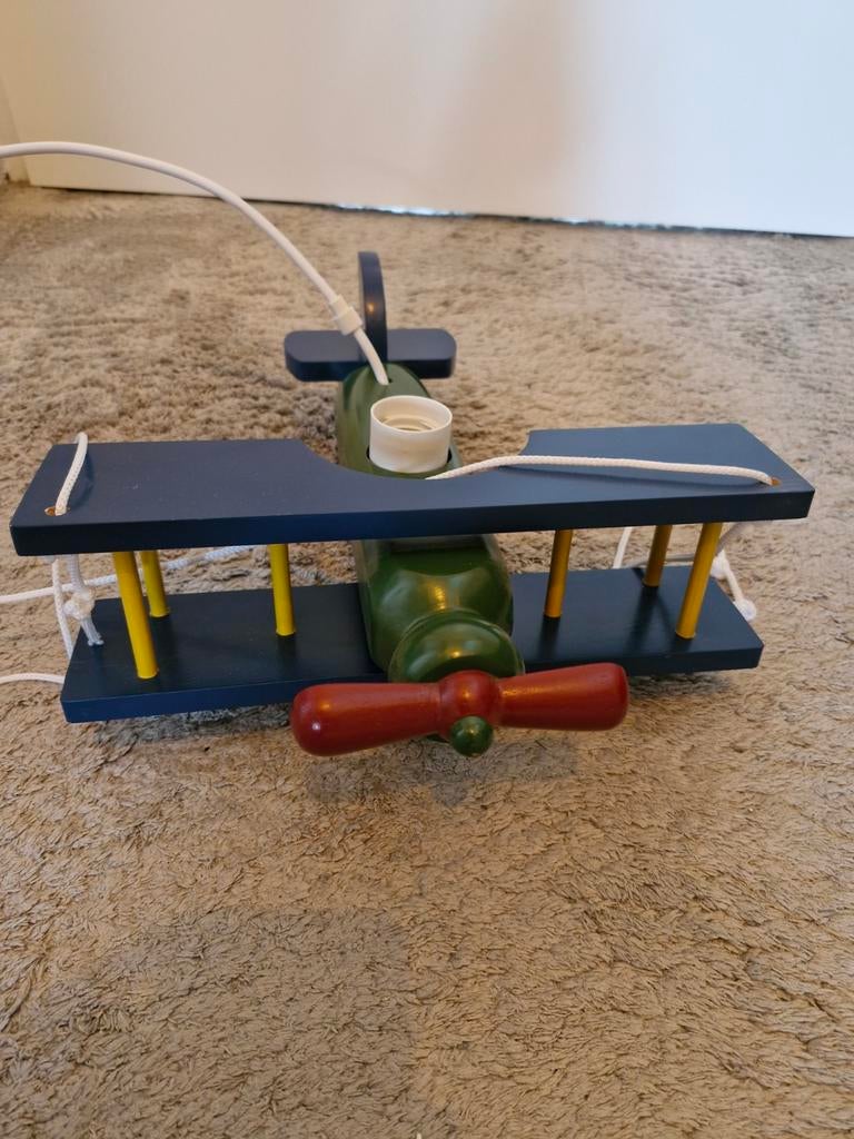 Houten Vliegtuig Hanglamp voor Kinderkamer, Gebruikt, Speels, Kinderkamer, Vliegtuig, Ophalen of Verzenden, Minder dan 50 cm