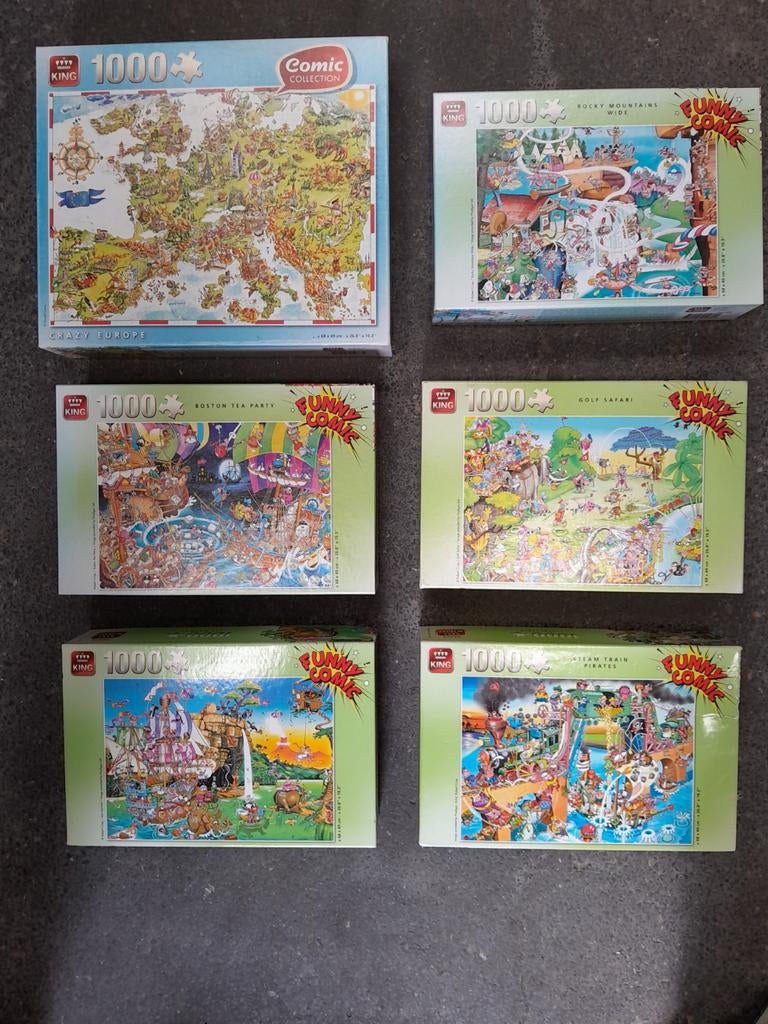 King 6 puzzels (of los) legpuzzel 1000 stukjes, Ophalen of Verzenden, 500 t/m 1500 stukjes, Zo goed als nieuw