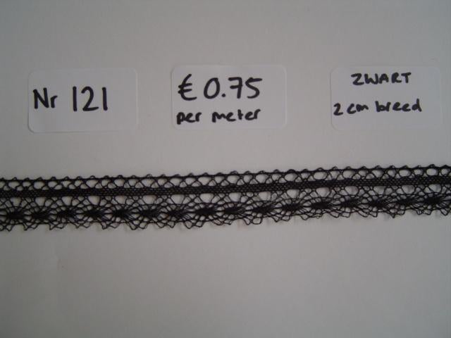 Nr 121) ) Prachtig fijn GEKLOST oud katoen kant mooI zwart, Verzenden, Nieuw, Kant