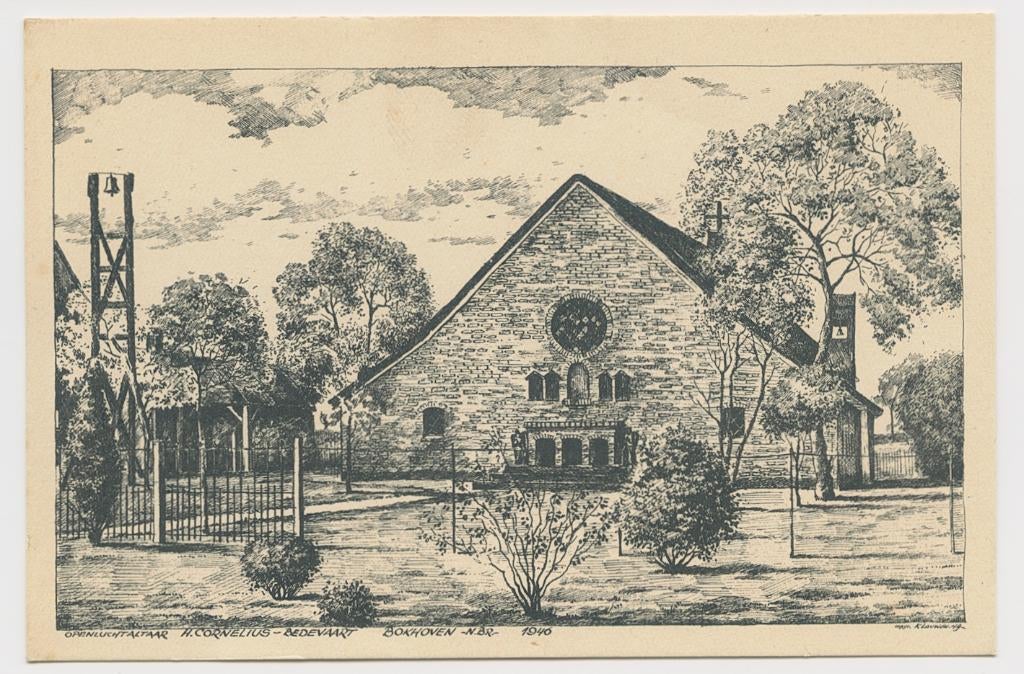 Bokhoven Hertogenbosch kerk interieur, Verzenden, 1940 tot 1960, Ongelopen, Noord-Brabant