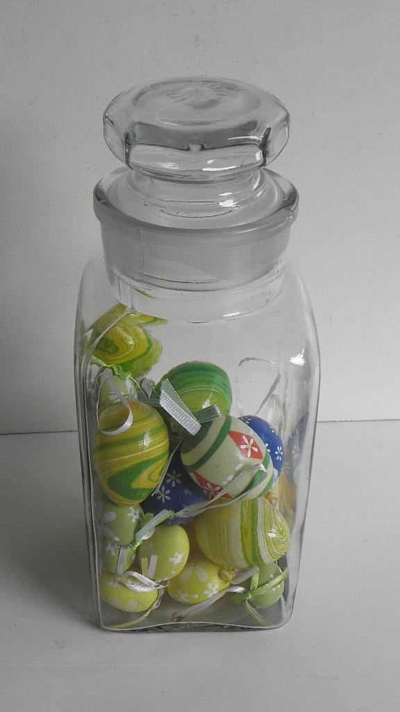 Oude stopfles, snoeppot uit grootmoederstijd met paaseieren, Antiek en Kunst, Ophalen of Verzenden