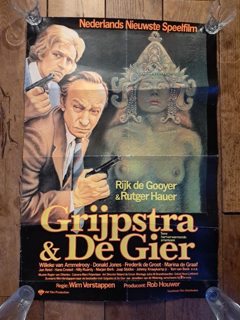 Grijpstra en de Gier orginele poster Rutger Hauer ea, Ophalen of Verzenden, Gebruikt, Film, Poster