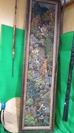 Indonesisch paneel - houtsnijwerk, Groep mensen, Handgemaakt, 1 meter - 2 meter, Hout