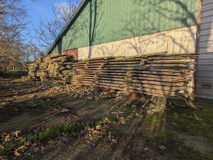 Partij lariks / douglas hout, planken, dakbeschot en balken., Tuin en Terras, Palen, Balken en Planken, Zo goed als nieuw, Overige typen