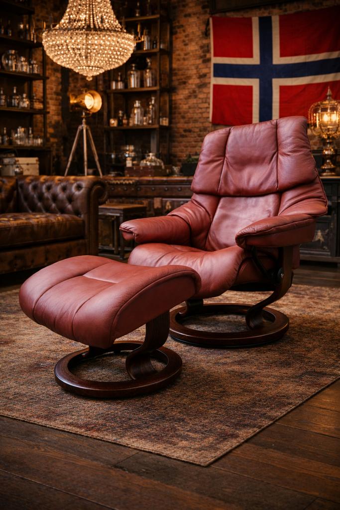 Prachtige Stressless Reno relaxfauteuil & hocker, Huis en Inrichting, Ophalen of Verzenden