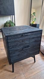 Nachtkastjes Zwart Mango Hout 2 lades, Ophalen, Minder dan 45 cm, 55 tot 70 cm, Zo goed als nieuw