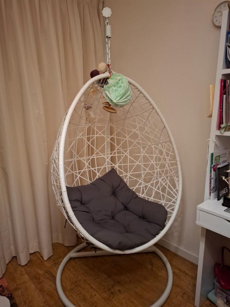 Xenos hangstoel swing met standaard wit, Gebruikt, Wit, Ophalen of Verzenden, Metaal