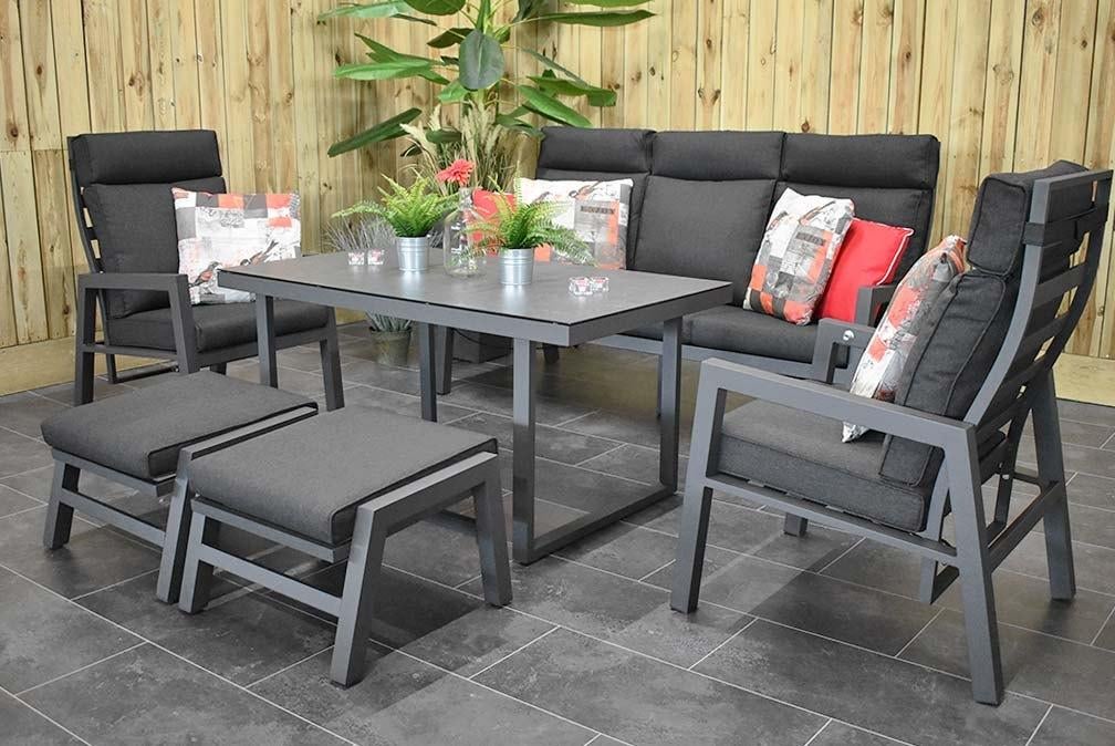 Atletico Aluminium Verstelbare Loungeset met 3 Zitsbank, 2 s, Bank, Ophalen of Verzenden, Loungeset, 7 zitplaatsen
