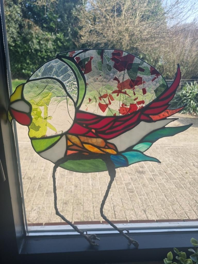 Glas in Lood Vogel Decoratie 50x40cm, Ophalen of Verzenden