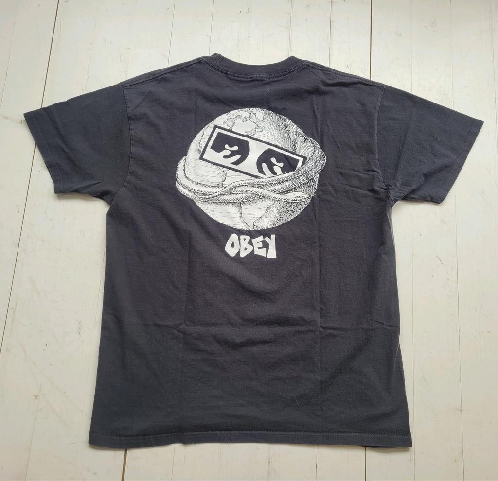 OBEY Vintage T Shirt Snake World Zwart L Skate Propaganda, Maat 52/54 (L), Obey, Zwart, Ophalen of Verzenden