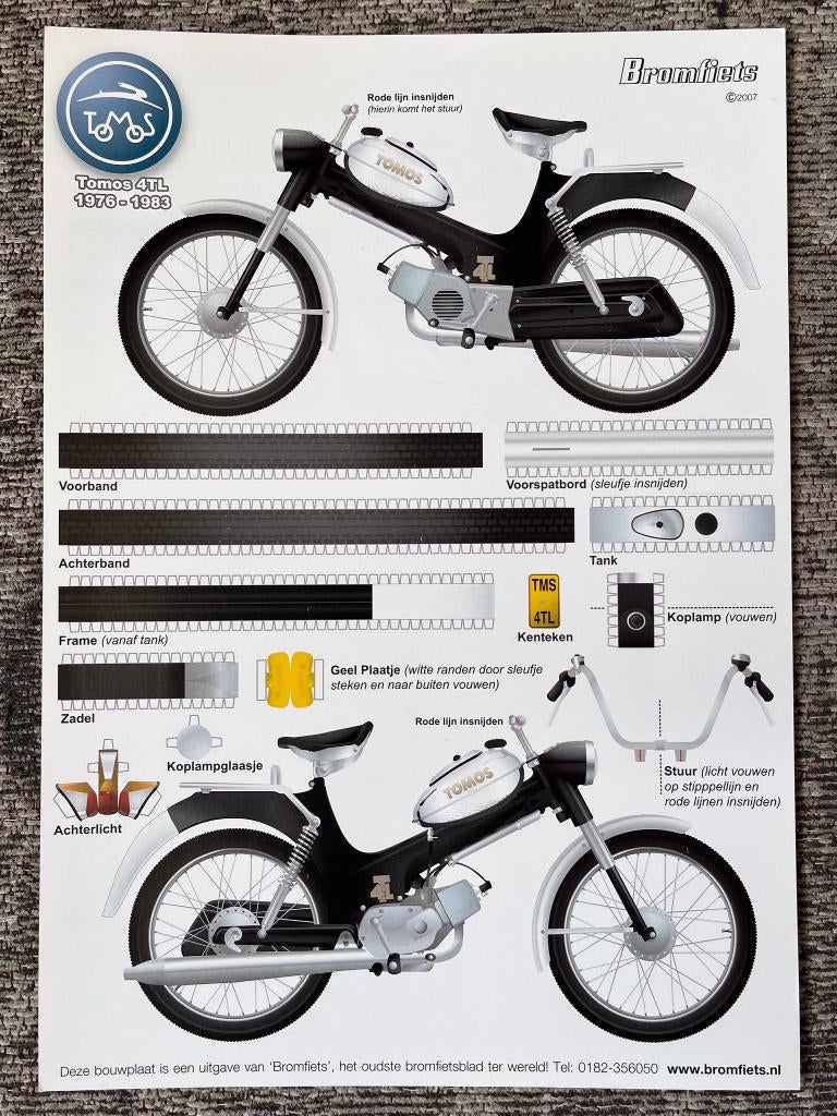 Bouwplaat  Tomos 4 TL 1976 - 1983 Uitgave BROMFIETS, Fietsen en Brommers, Verzenden, Nieuw