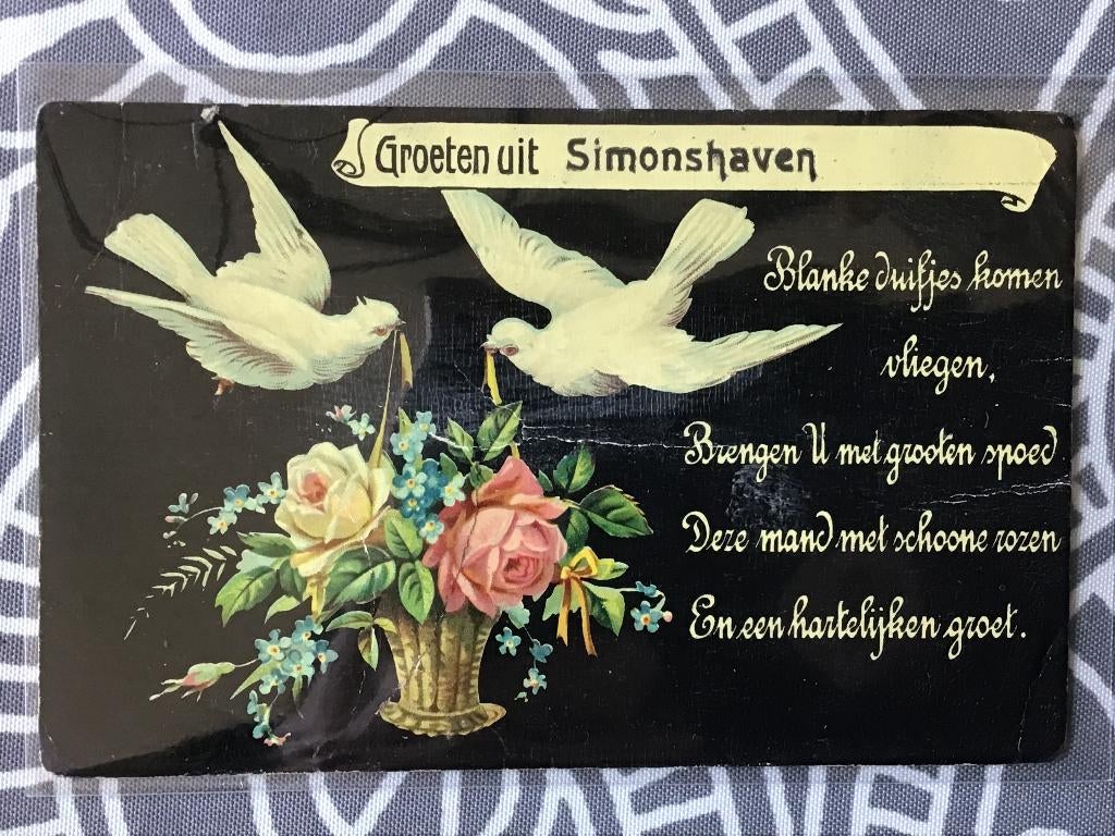 Simonshaven Groeten uit 1909, Verzenden, Voor 1920, Gelopen, Zuid-Holland