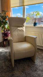 Twee Prominent Lounge Stoelen Met Ligfunctie - Crème Leer, Ophalen, Zo goed als nieuw, Leer, 75 tot 100 cm