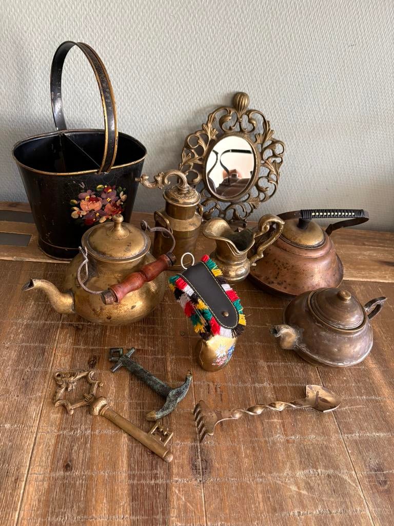Partij vintage koper & messing – brocante decoratie, Antiek en Kunst, Antiek | Koper en Brons, Ophalen of Verzenden
