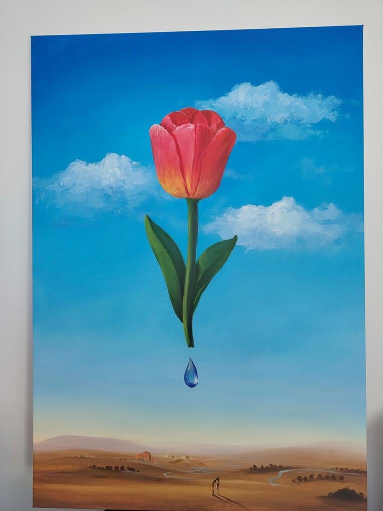 Acrylverf schilderij van E Garcia - Surrealistische Tulp, Antiek en Kunst, Ophalen