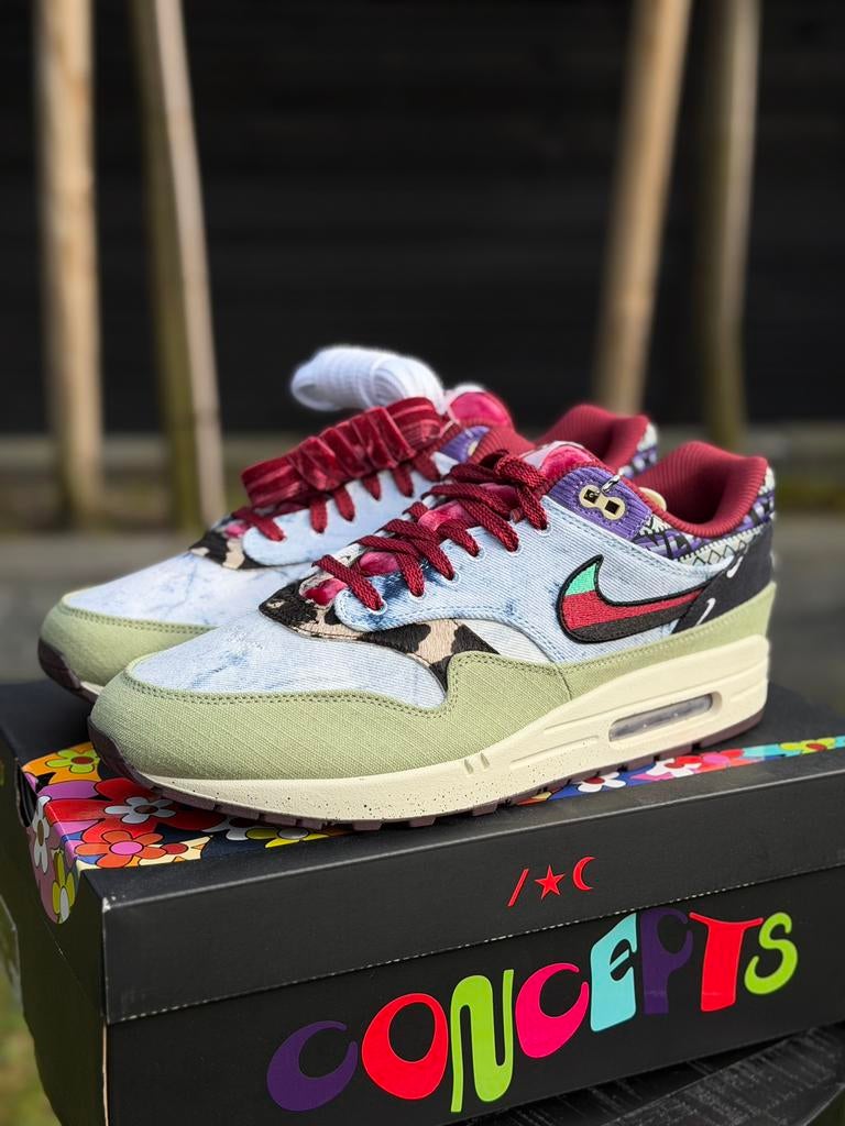 Nike Air Max 1 ‘Concepts mellow’ maat 47, Kleding | Heren, Schoenen, Ophalen of Verzenden, Nieuw, Overige kleuren