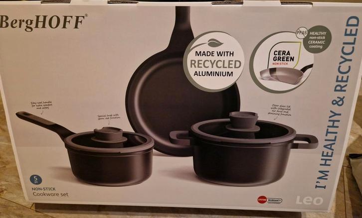 Nieuwe PFAS-vrije pannenset van Berghoff (gerecycled alu), Huis en Inrichting, Keuken | Potten en Pannen, Nieuw, Ophalen of Verzenden